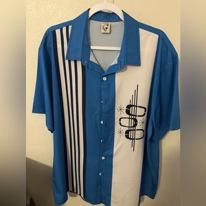 Mens polyester button down bowling shirt. Vintage style